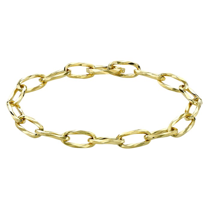 Goldsmiths 9ct Yellow Gold Diamond Cut Hidden Clasp Belcher Chain Bracelet