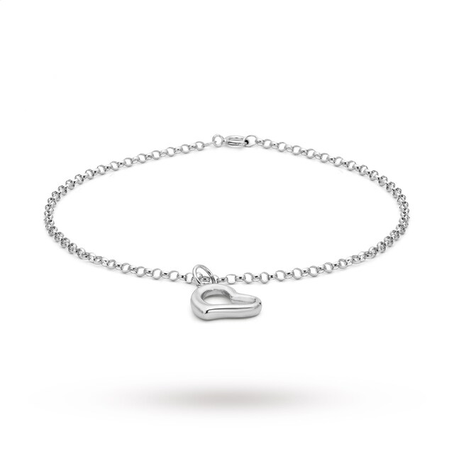 Goldsmiths 9ct White Gold Heart Bracelet