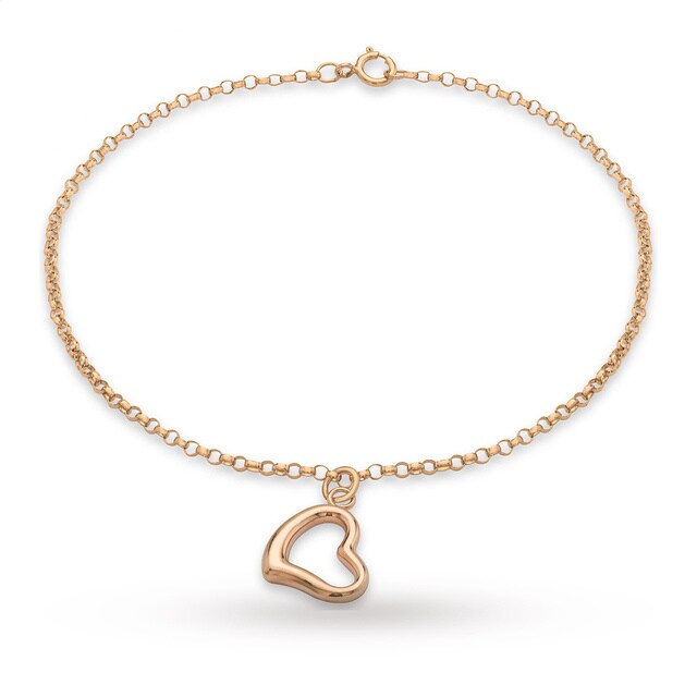 Goldsmiths 9ct Rose Gold Heart Bracelet