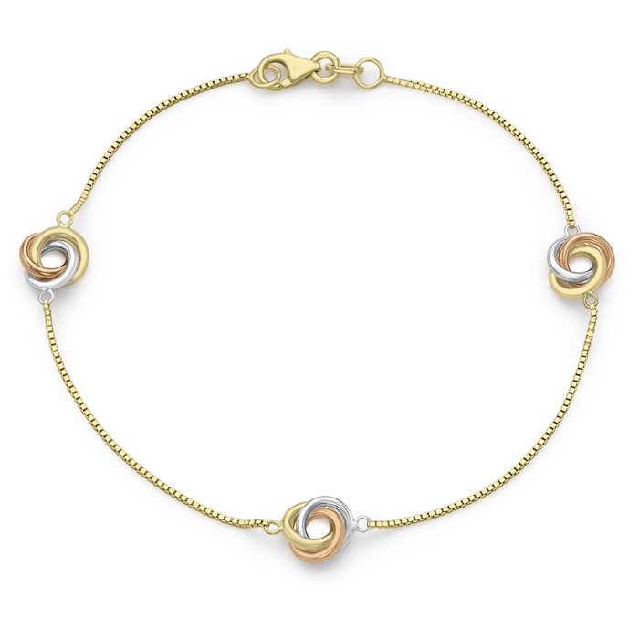 Goldsmiths 9ct Tricolour Gold Knot Bracelet