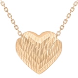 Goldsmiths 9ct Rose Gold Diamond Cut Sliding Heart Necklace