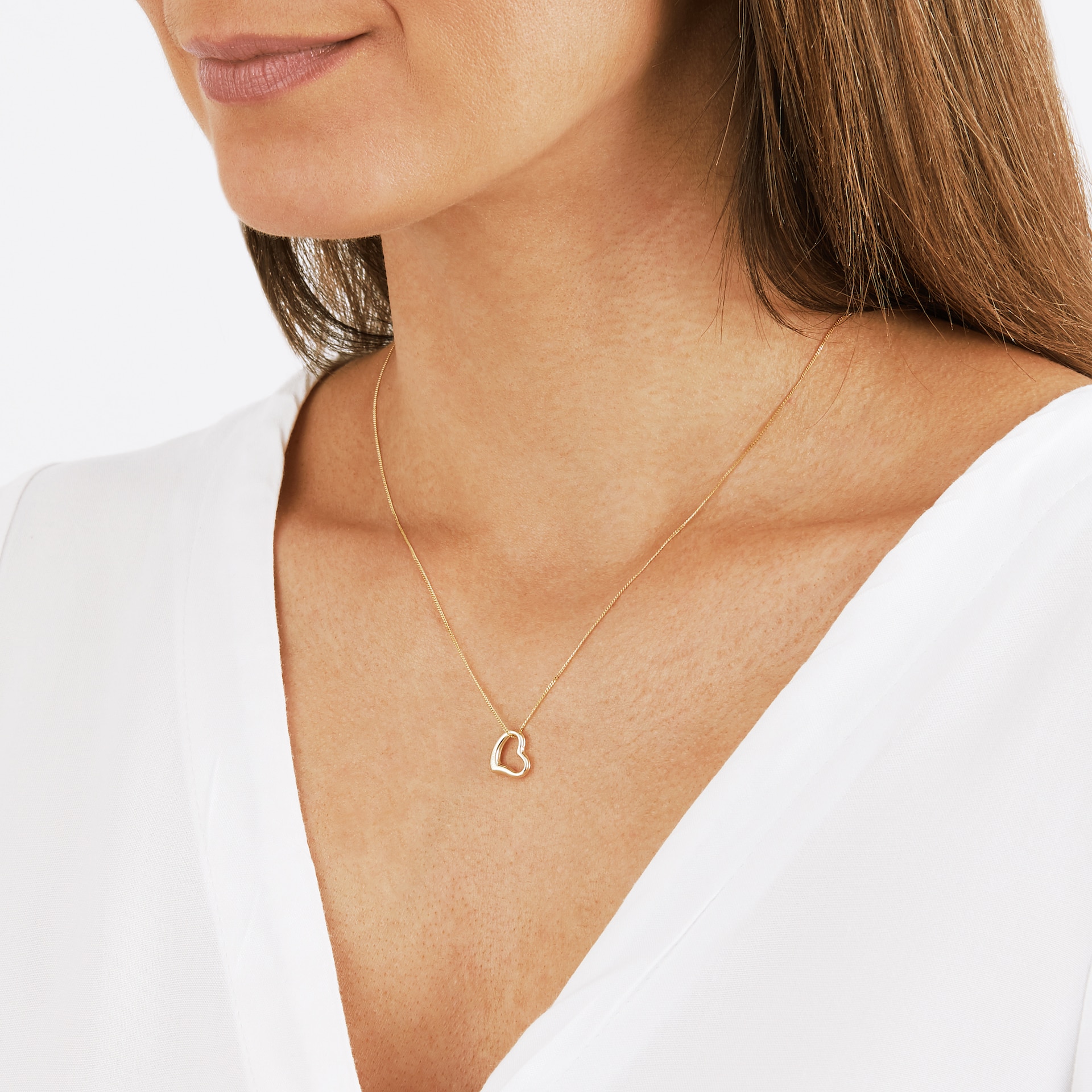 Goldsmiths 9ct Yellow Gold Small Floating Heart Pendant Goldsmiths 9ct Yellow Gold Small Floating Heart Pendant