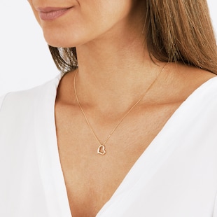 Goldsmiths 9ct Yellow Gold Small Floating Heart Pendant