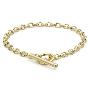 Goldsmiths 9ct Yellow Gold Oval Belcher T-Bar Bracelet