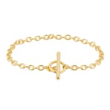 Goldsmiths 9ct Yellow Gold Oval Belcher T-Bar Bracelet