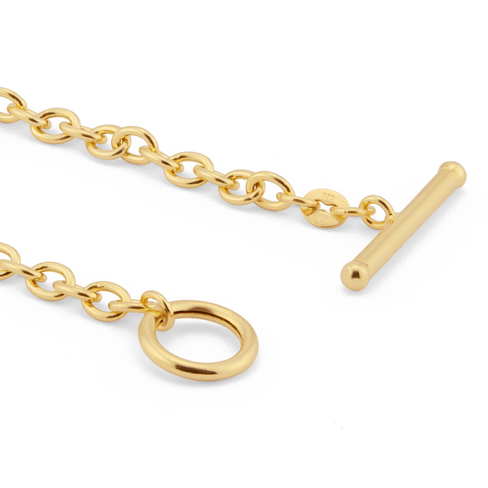 Goldsmiths 9ct Yellow Gold Oval Belcher T-Bar Bracelet Goldsmiths 9ct Yellow Gold Oval Belcher T-Bar Bracelet