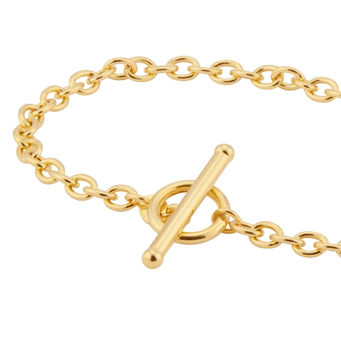 Goldsmiths 9ct Yellow Gold Oval Belcher T-Bar Bracelet