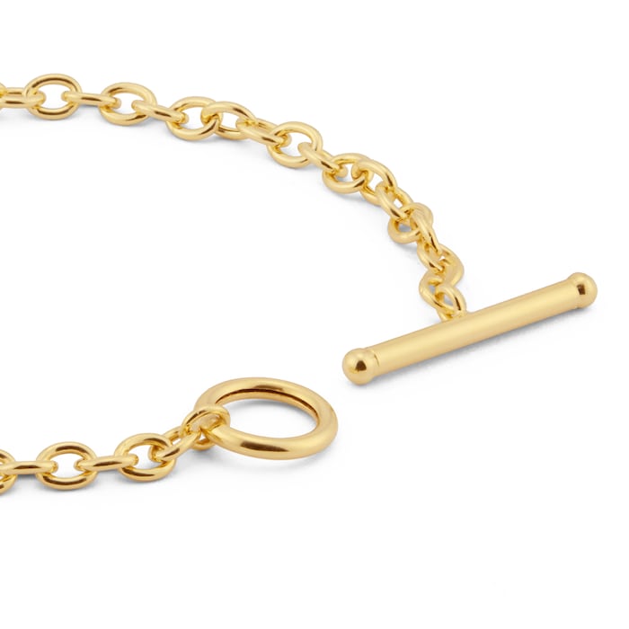 Goldsmiths 9ct Yellow Gold Oval Belcher T-Bar Bracelet