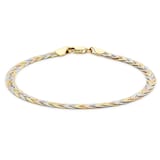 Goldsmiths 9ct Tricolour Gold Plait Herringbone Bracelet