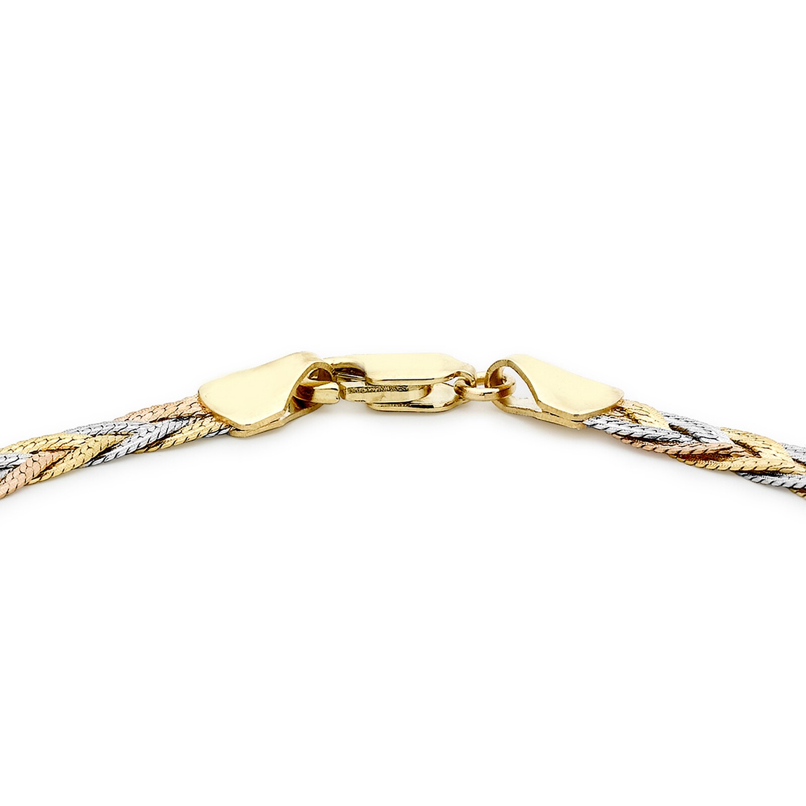 Goldsmiths 9ct Tricolour Gold Plait Herringbone Bracelet Goldsmiths 9ct Tricolour Gold Plait Herringbone Bracelet