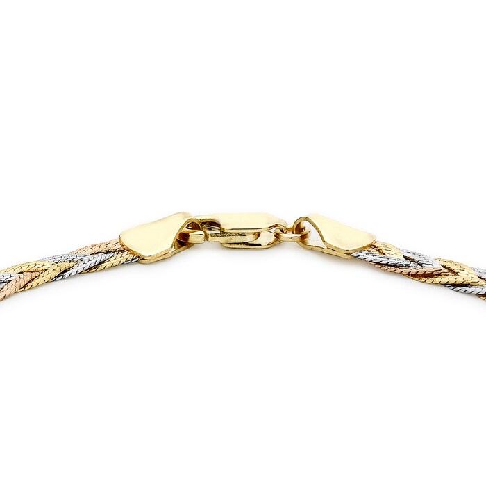 Goldsmiths 9ct Tricolour Gold Plait Herringbone Bracelet