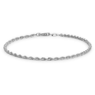Goldsmiths 9ct White Gold Hollow Rope Bracelet 7 Inch