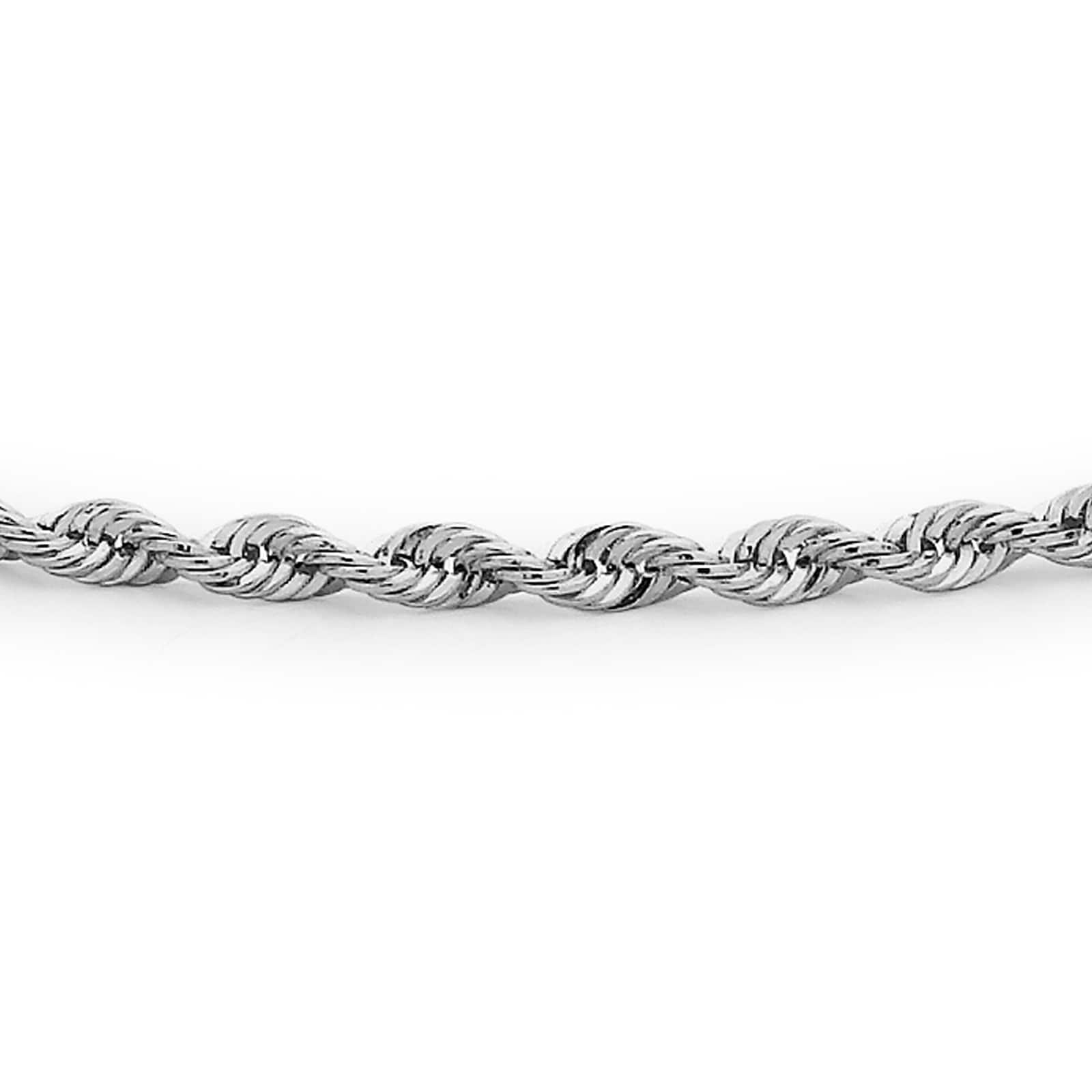 1.75mm 10K White Gold Diamond Cut Solid Rope Chain Bracelet - The Black Bow  Jewelry Company