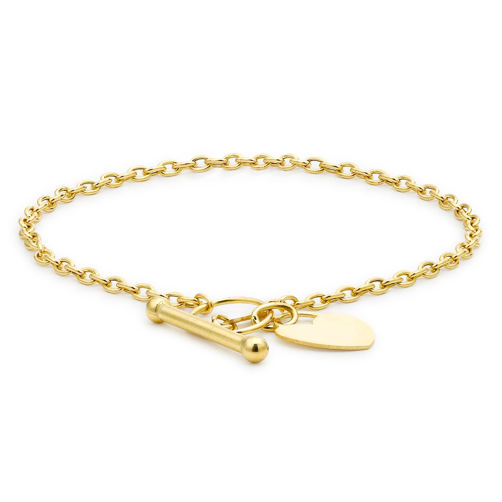 Goldsmiths 9ct Yellow Gold Heart T-Bar Bracelet
