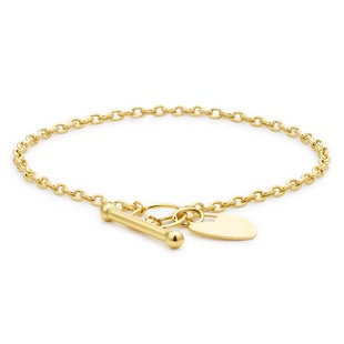 Goldsmiths 9ct Yellow Gold Heart T-Bar Bracelet