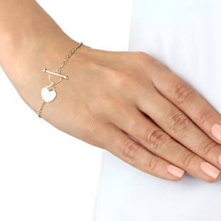 Goldsmiths 9ct Yellow Gold Heart T-Bar Bracelet