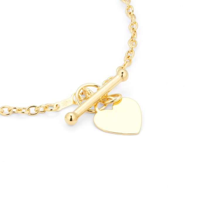 Goldsmiths 9ct Yellow Gold Heart T-Bar Bracelet