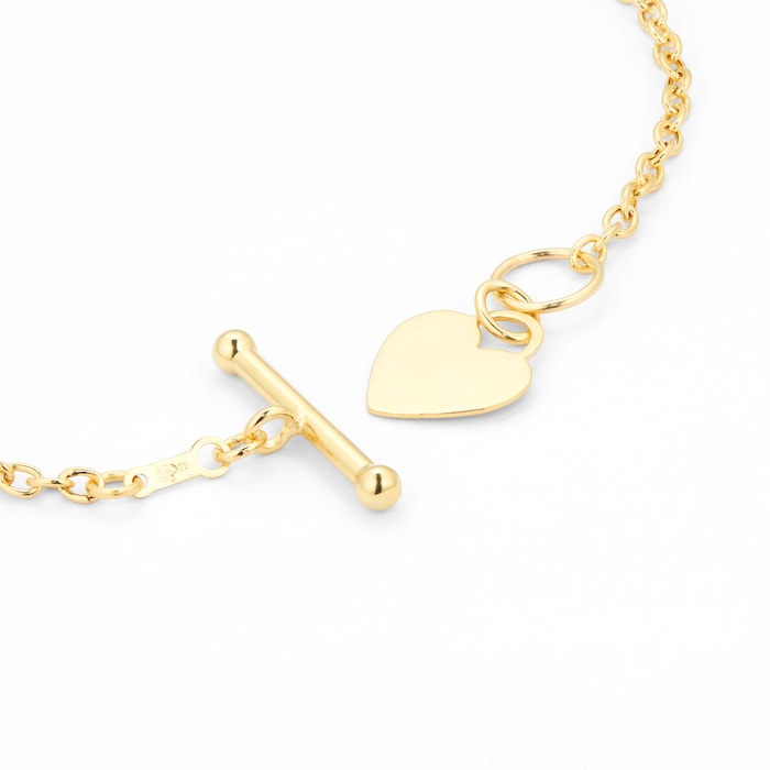 Goldsmiths 9ct Yellow Gold Heart T-Bar Bracelet