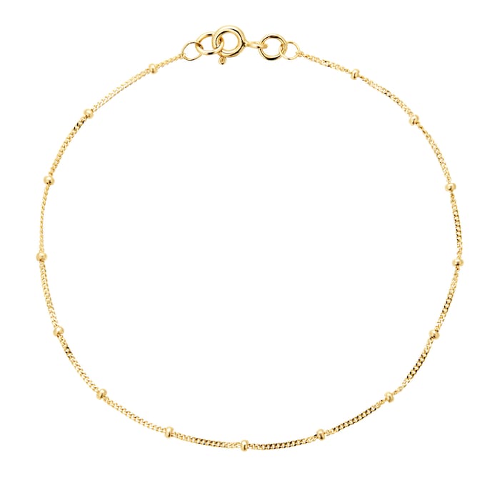 Goldsmiths 9ct Yellow Gold Beaded Chain Bracelet