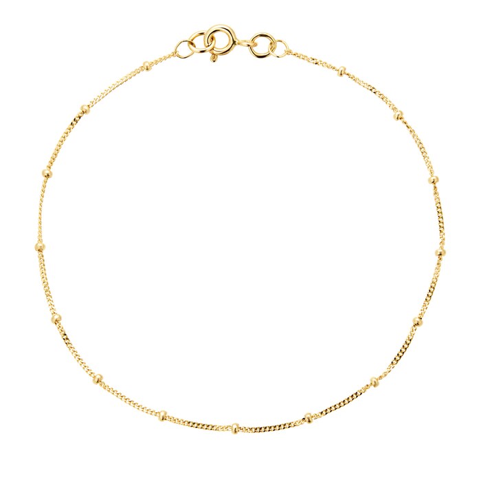 Goldsmiths 9ct Yellow Gold Beaded Chain Bracelet