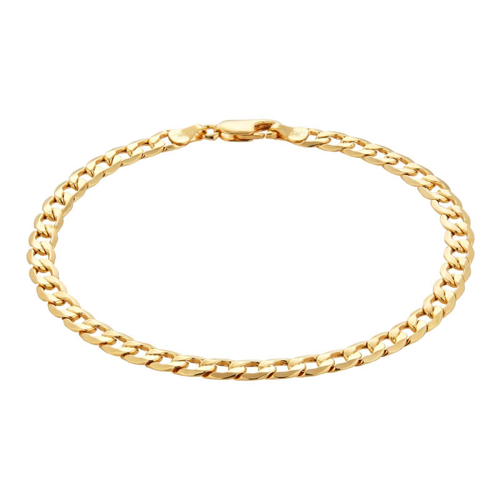 18ct Yellow Gold Hollow Curb Chain Bracelet