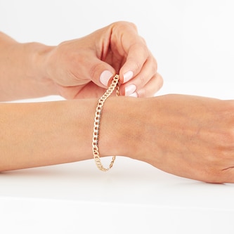Goldsmiths 18ct Yellow Gold Hollow Curb Chain Bracelet