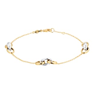 Goldsmiths 9ct Yellow & White Gold Linked Rings Bracelet