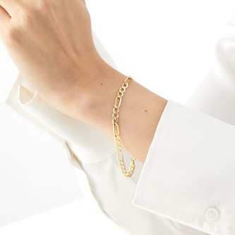 Goldsmiths 9ct Yellow Gold Hollow Figaro Bracelet