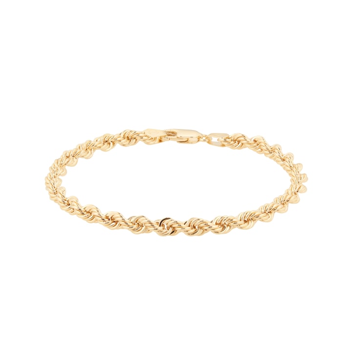 Goldsmiths 9ct Yellow Gold Rope Chain Bracelet