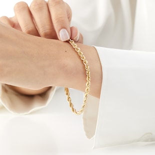 Goldsmiths 9ct Yellow Gold Rope Chain Bracelet