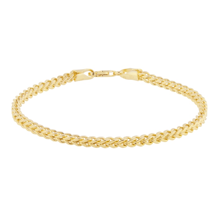 Goldsmiths 9ct Yellow Gold 3mm Square Spiga 7.5 inch Bracelet