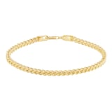 Goldsmiths 9ct Yellow Gold 3mm Square Spiga 7.5 inch Bracelet