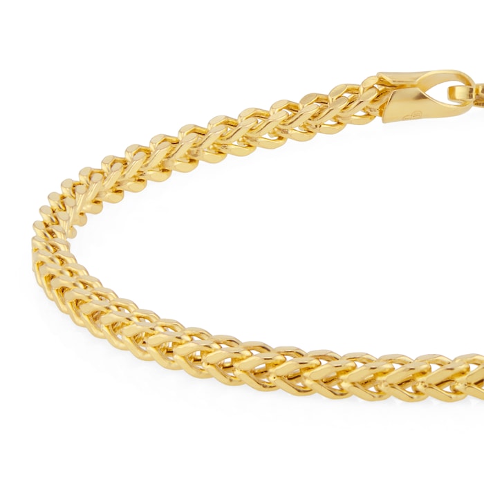 Goldsmiths 9ct Yellow Gold 3mm Square Spiga 7.5 inch Bracelet