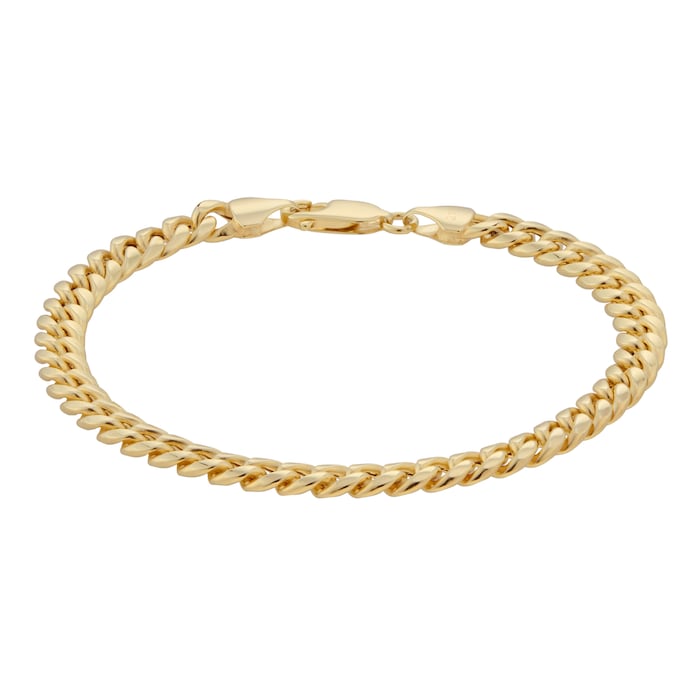 Goldsmiths 9ct Yellow Gold Hollow Curb Chain Bracelet 8 Inch