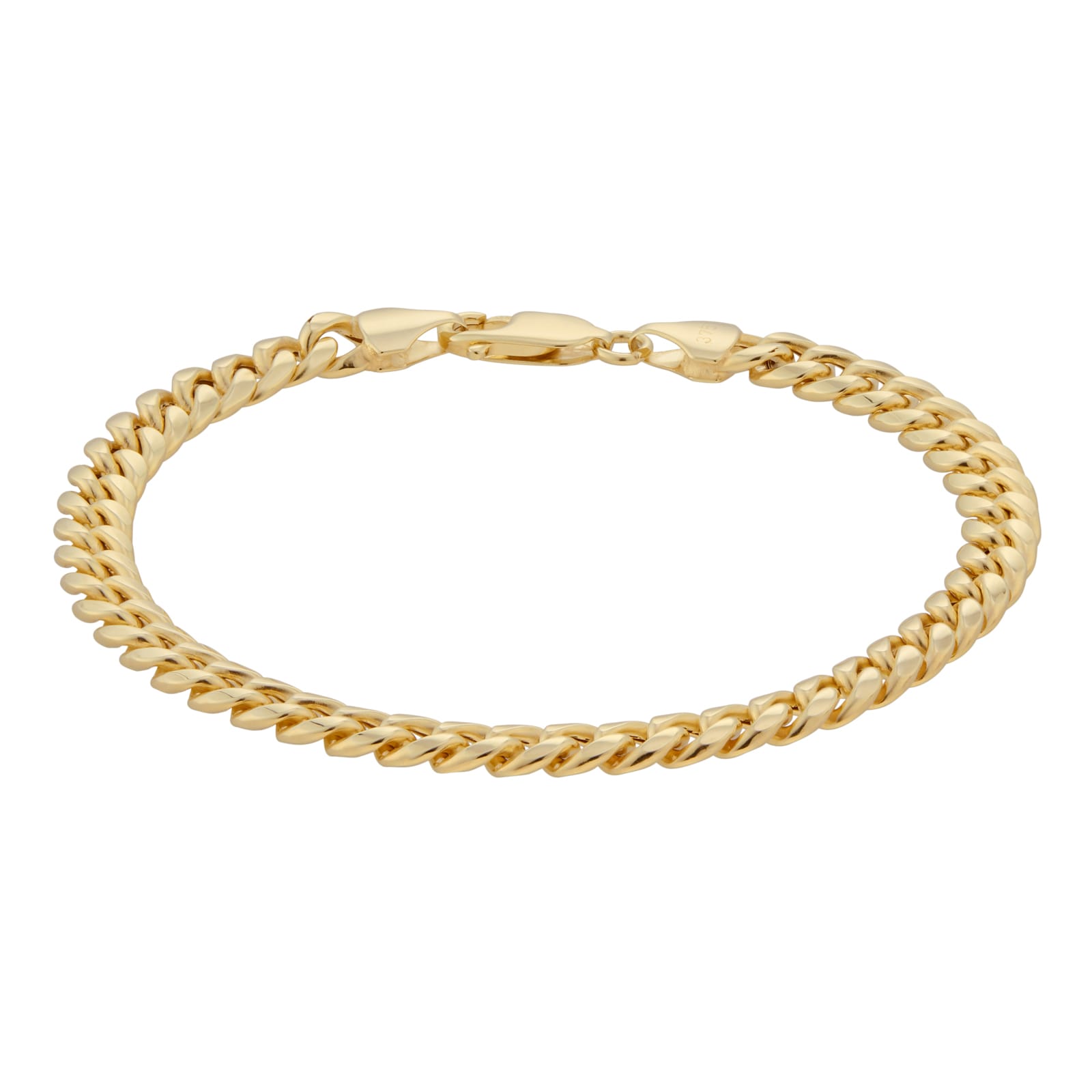 Goldsmiths 9ct Yellow Gold Hollow Curb Chain Bracelet 8 Inch
