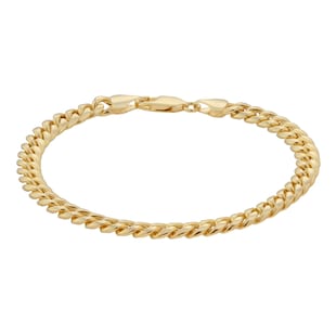 Goldsmiths 9ct Yellow Gold Hollow Curb Chain Bracelet 8 Inch