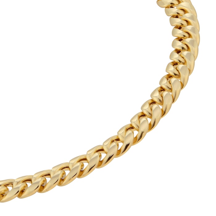 Goldsmiths 9ct Yellow Gold Hollow Curb Chain Bracelet 8 Inch