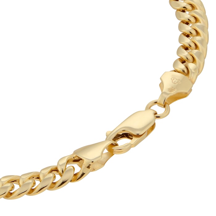 Goldsmiths 9ct Yellow Gold Hollow Curb Chain Bracelet 8 Inch