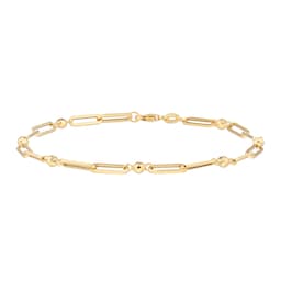 11040459 - 9ct Yellow Gold Paperlink Chain Bracelet With Diamond Cut Beads