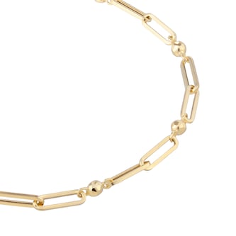 Goldsmiths 9ct Yellow Gold Paperlink Chain Bracelet With Diamond Cut Beads
