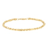 Goldsmiths 9ct Yellow Gold Hollow Diamond Cut Figaro Chain Bracelet