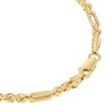 Goldsmiths 9ct Yellow Gold Hollow Diamond Cut Figaro Chain Bracelet