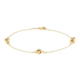 Goldsmiths 9ct Yellow Gold Double Link Station Bracelet