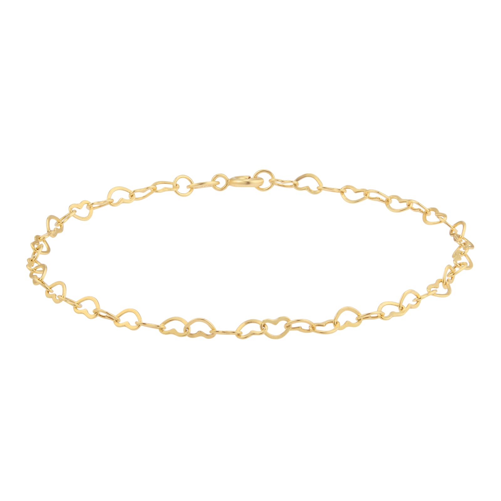 Goldsmiths 9ct Yellow Gold 2.5mm Open Heart Chain Bracelet Goldsmiths 9ct Yellow Gold 2.5mm Open Heart Chain Bracelet