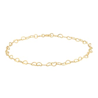 Goldsmiths 9ct Yellow Gold 2.5mm Open Heart Chain Bracelet Goldsmiths 9ct Yellow Gold 2.5mm Open Heart Chain Bracelet