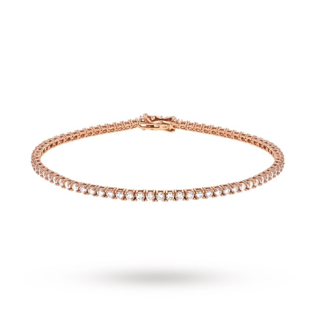 Goldsmiths 9ct Rose Gold 2mm Cubic Zirconia Tennis Bracelet