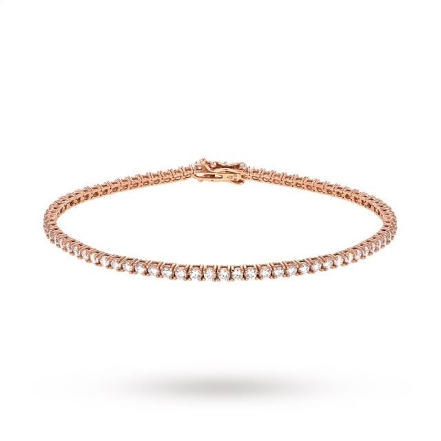 Goldsmiths 9ct Rose Gold 2mm Cubic Zirconia Tennis Bracelet