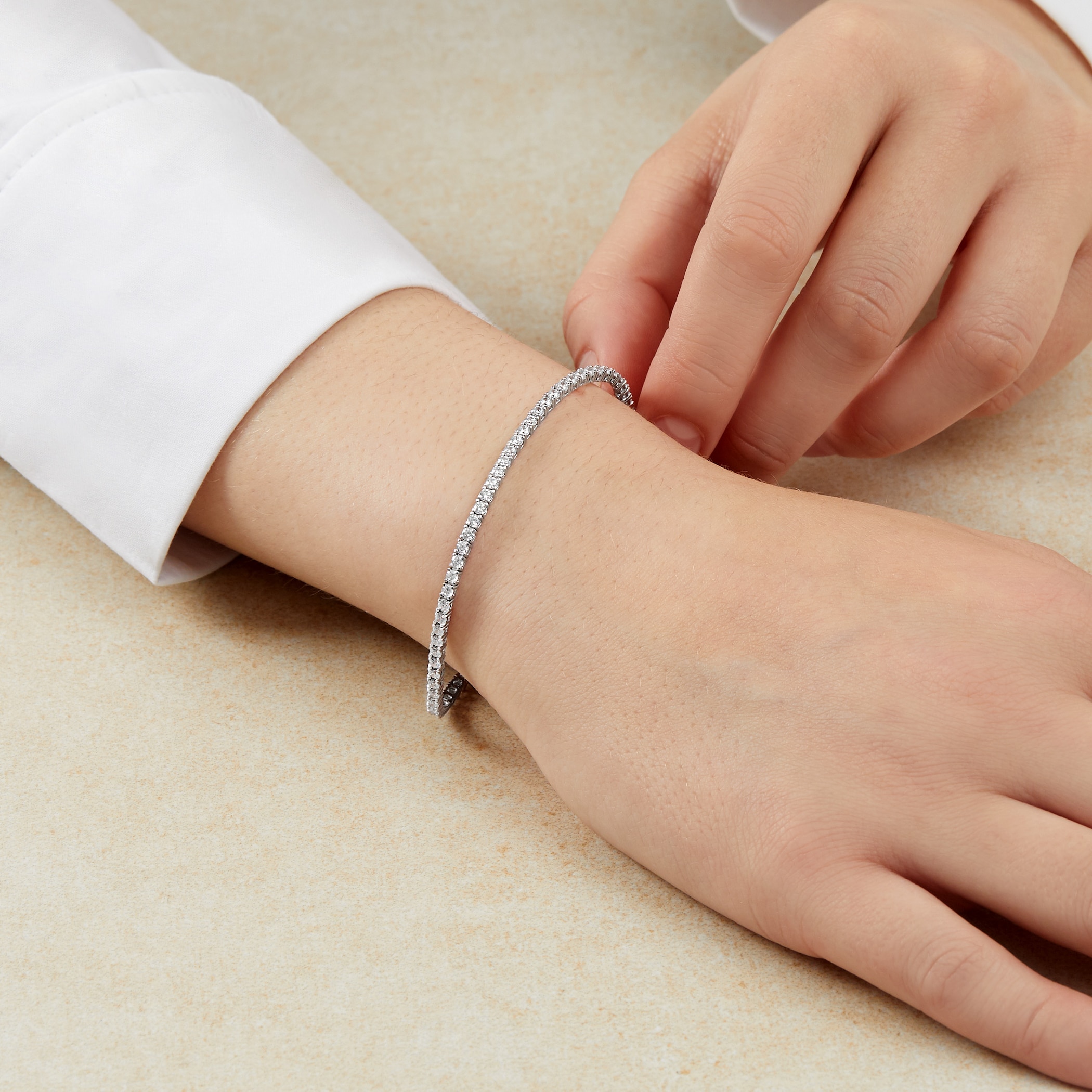 Goldsmiths 9ct White Gold Cubic Zirconia Tennis Bracelet Goldsmiths 9ct White Gold Cubic Zirconia Tennis Bracelet
