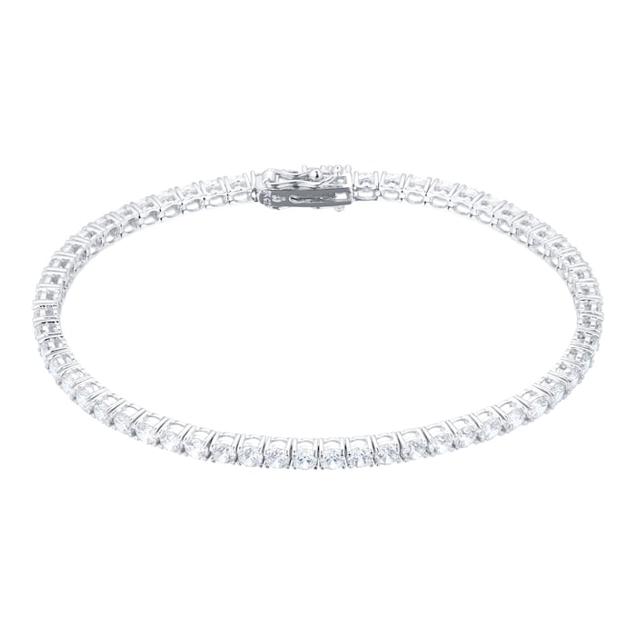 Goldsmiths 9ct White Gold 3mm Cubic Zirconia Tennis Bracelet