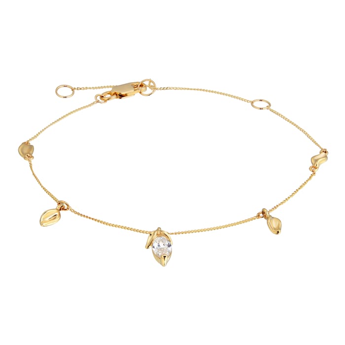 Goldsmiths 9ct Yellow Gold Moulded Petals Bracelet